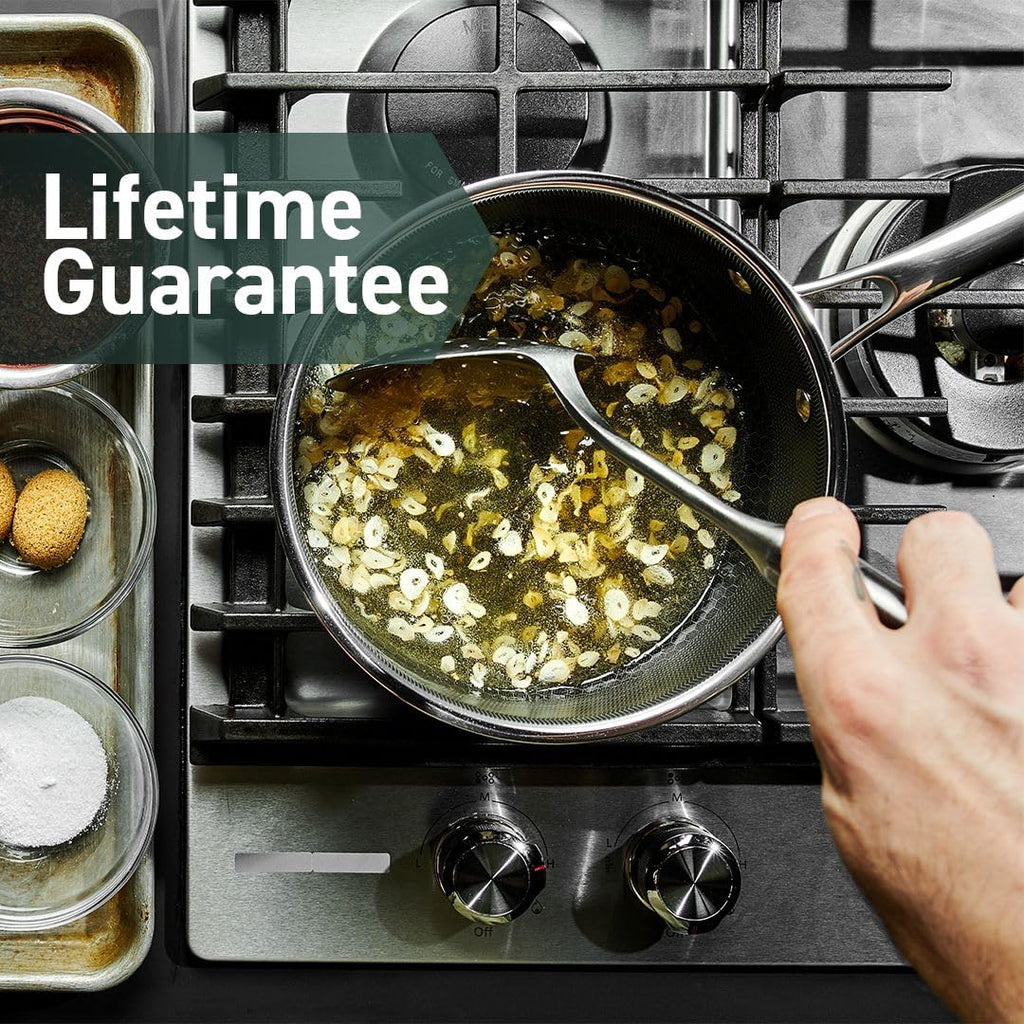 Hybrid Nonstick 6-Piece Pot Set with 2 Silicone Trivets, 2, 3, and 8-Quart Pots with Tempered Glass Lids, Stay-Cool Handles, Dishwasher-Friendly, Induction Ready, Compatible with All Cooktops