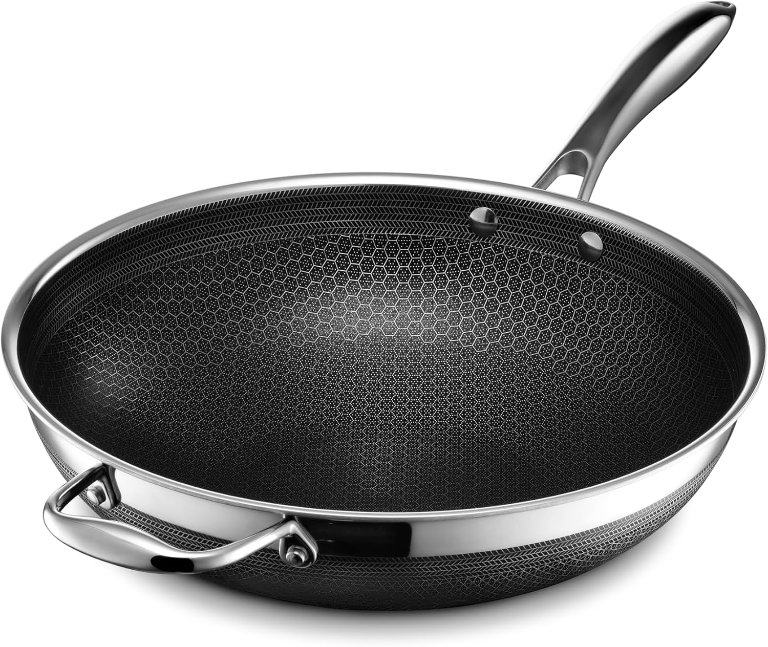 Hybrid Nonstick 12-Inch Wok, Stay-Cool Handle, Dishwasher-Friendly, Oven-Safe Up to 900°F, Induction Ready, Compatible with All Cooktops